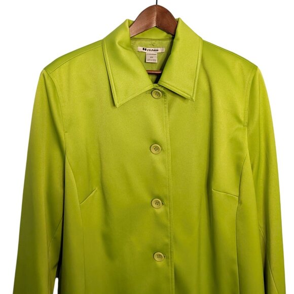 Nygard Womens Lime Green Mid-Length Button-Front Dress Jacket 18W Polyester Blen - Picture 8 of 13
